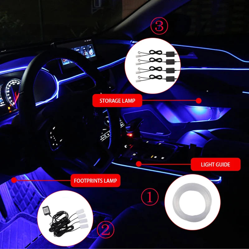 Car Interior Ambient Lights Universal Dashboard Door Gap Light strip Decoration Lamp APP/Remote Control RGB LED Flexible Lights