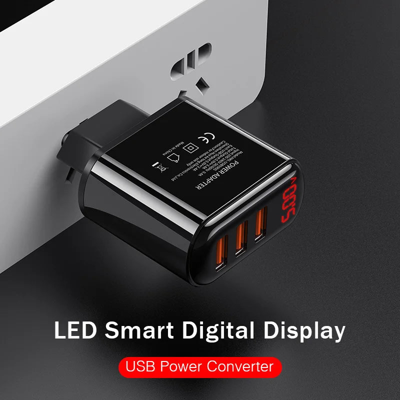 48W USB Charger 3.4A LED Display Wall Charger USB Fast Charging For iPhone Samsung S10 Plus Xiaomi Huawei Mobile Phone