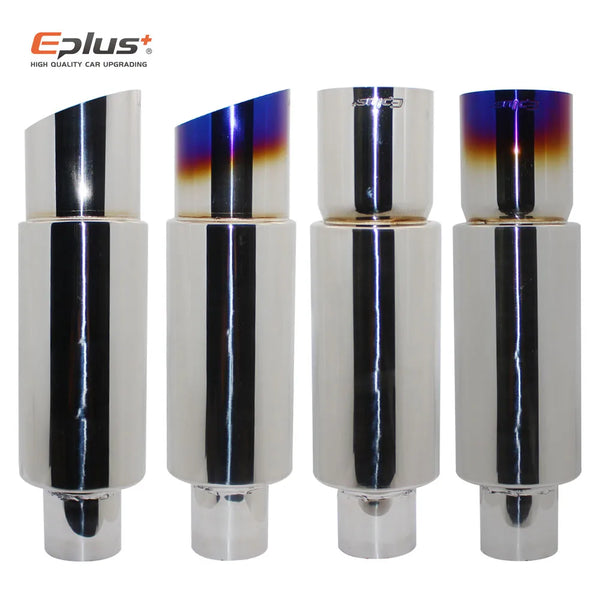 EPLUS Car Exhaust Pipe Muffler Tail Pipe Universal High Quality Stainless Steel Interface 51 57 63MM Exhaust System End