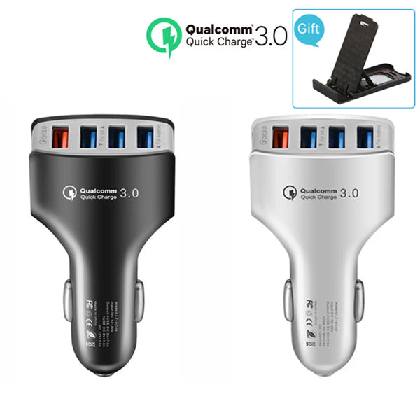 Quick Charge 3.0 Car Cigarette lighter 7A QC3.0 Turbo Fast Charging Car-charger 4 USB Car Mobile Phone Charger for iPhone 8 7 X