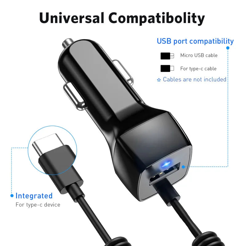 USLION USB Car Phone Charger For Samsung S10 S9 Plus Car-charger Micro USB Type C Cable Fast Quick Charge For Xiaomi Huawei SONY