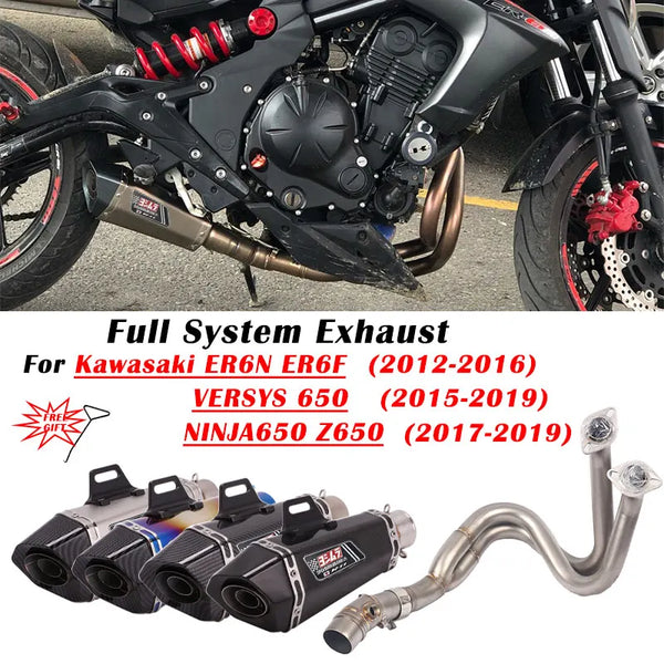For Kawasaki ER6N ER6F Versys 650 Z650 Ninja 650 Moto Exhaust Escape Full System Yoshimura Muffler DB Killer Front Mid Link Pipe
