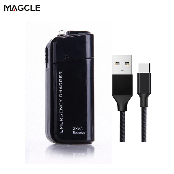 Drop Shipping! Powerbank 2X AA Battery Emergency USB Power Bank Charger Portable Charger for Phone + 2A Cable