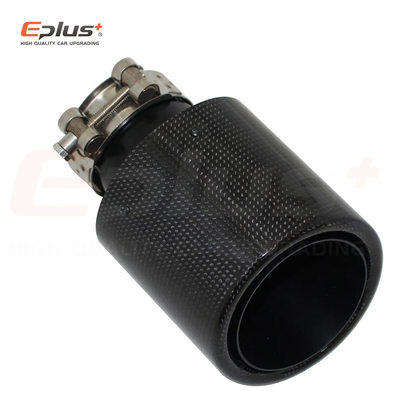 Car Glossy Carbon Fibre Exhaust System Muffler Pipe Tip Curl Universal Black Stainless Mufflers Decorations For Akrapovic