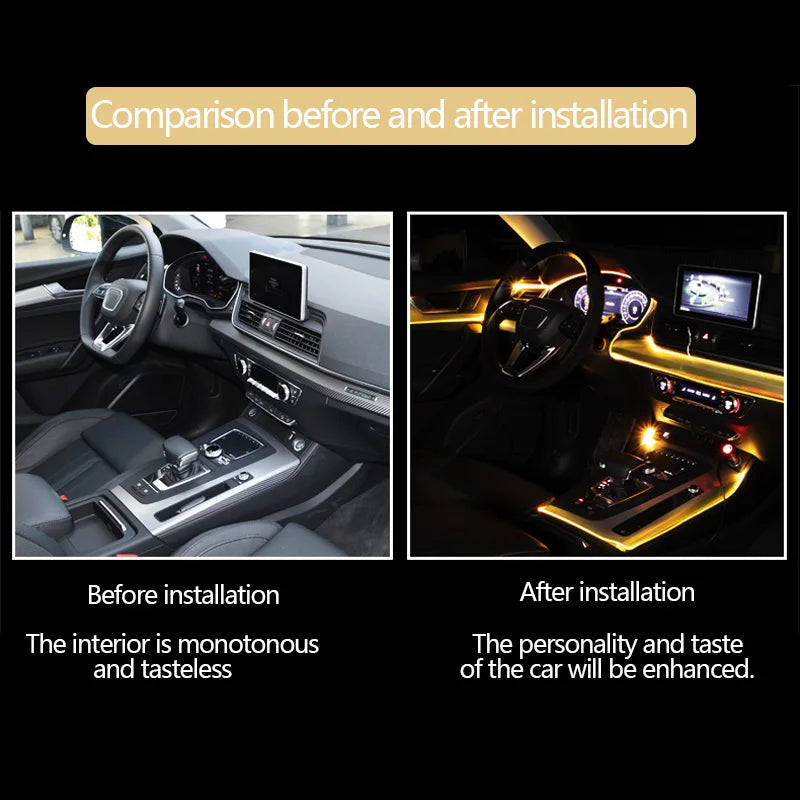 Auto Backlights Car Neon Lamp Interior Lighting Ambient Lights RGB Atmosphere Lamp Optical Fiber for Cars APP Control Led Strips