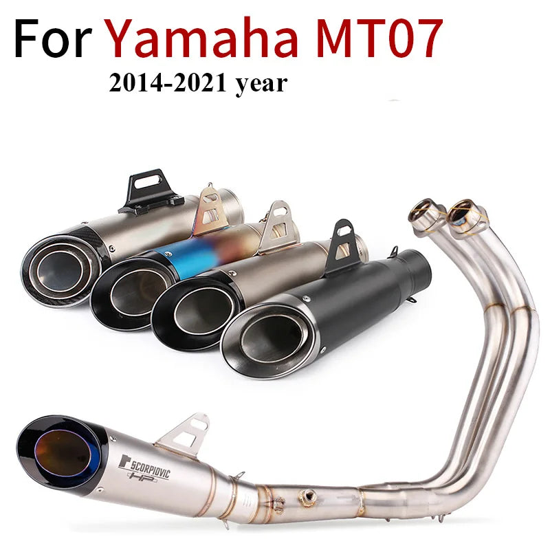 For Yamaha MT-07 FZ-07 Motorcross Exhaust Front Pipe Motorcycle Muffler System Modified Escape Moto Racing YZF MT07 FZ07 TRACER