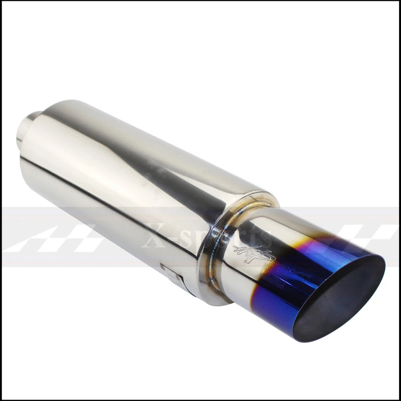 Car Styling Exhaust System Pipe Tail Universal Racing Muffler High Quality Stainless Steel 63 or 76 To 101mm Mufflers Silver