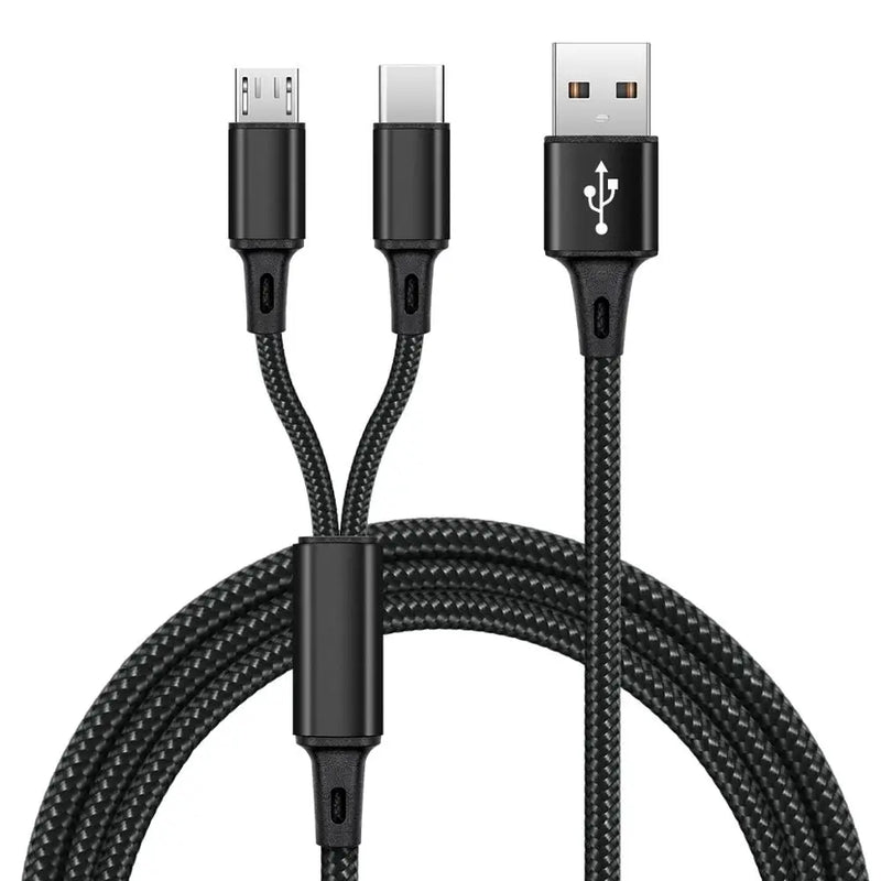 FONKEN 2 in 1 USB Cable Type C Micro USB Fast Charging Wires 1M Separate USB C Nylon Braid for Android Mobile Phone Cables