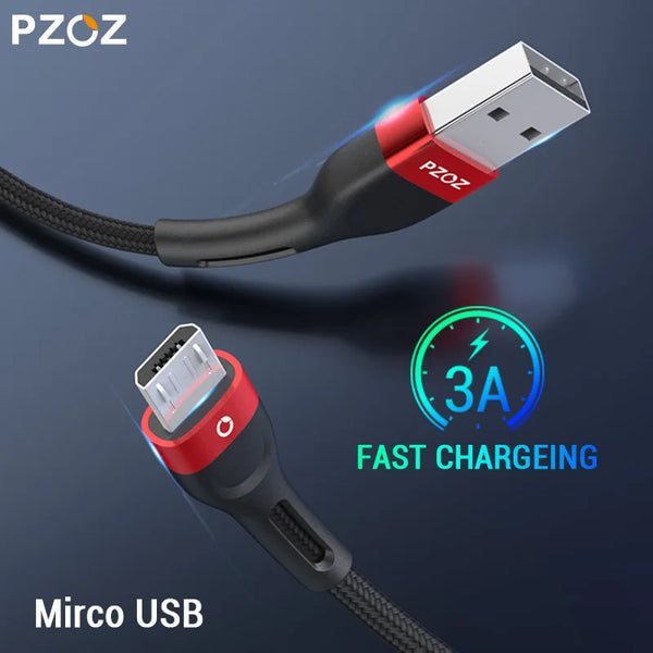 PZOZ Micro Usb Cable 3A Fast Charging For Samsung Huawei Xiaomi redmi honor LG Data Android Mobile Phone Charger Microusb Cord