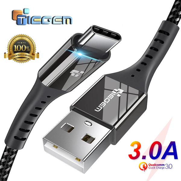 TIEGEM USB Type C Cable for Xiaomi Samsung S21 S20 USB C Cable 3A Fast Charging Type C Phone Charger Data Wire Cord USB C Cable