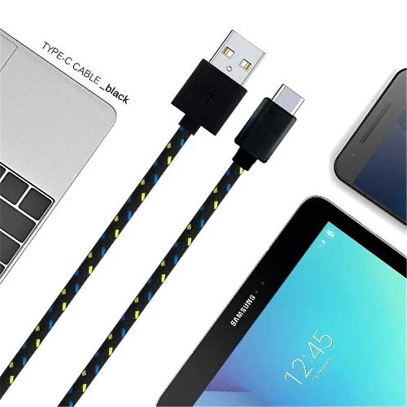 Fast Charging Type-C USB C Mobile Phone Cables 1M/2M/3M USB C Cable Fast Charge For Samsung S10 Plus Huawei Nylon Braided Cable