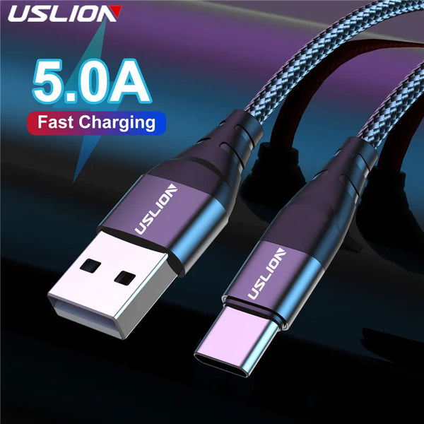 USLION 5A USB C Cable Type C Cable For Samsung S21 Xiaomi Mobile Phone Fast Charging  Type-C Fast Quick Charger For mi 11 ipad