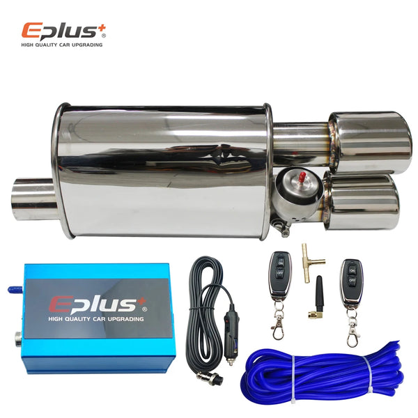 EPLUS Car Exhaust System Vacuum Valve Control Exhaust Pipe Kit Variable Silencer Stainless Universal 51 63 76 Mm With Nozzle