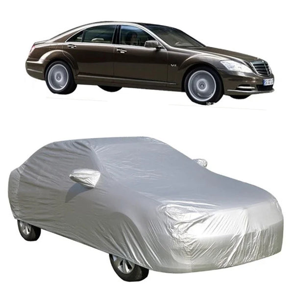 Universal Full Car Covers Snow Ice Dust Sun UV Shade Cover Foldable Light Silver Auto Car Outdoor Protector Cover Not Waterproof