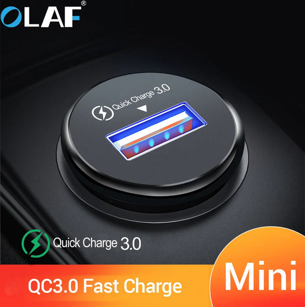 Olaf Quick Charge 3.0 2.0 Car USB Charger Mobile Phone Charger 2 Port USB Fast Car Charger for iPhone Samsung Tablet Car-Charger