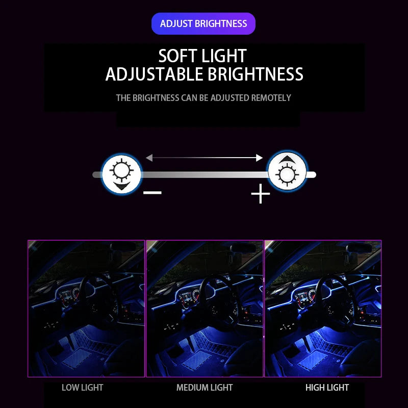 Auto Backlights Car Neon Lamp Interior Lighting Ambient Lights RGB Atmosphere Lamp Optical Fiber for Cars APP Control Led Strips