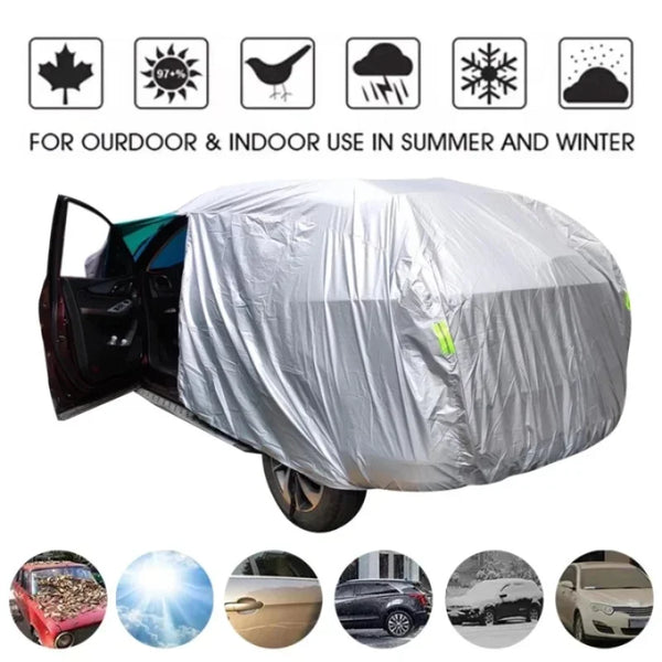 Universal SUV/Sedan Full Car Covers Outdoor Waterproof Sun Rain Snow Protection UV Car Umbrella Silver S-XXL Auto Case Cover