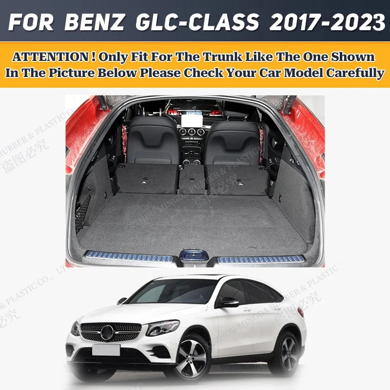 Car Trunk Mat For Mercedes-Benz GLC Class COUPE SUV X253 C253 2017 2018 2019 2020 2021 2022 2023 3D Surrounding Design Non-Slip