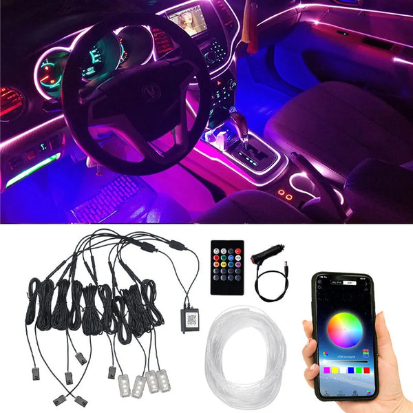 5/6/9/10 In 1 Bluetooth car Accessories Interior Decoration Ambient Cold Led RGB Dashboard Neon Light Strip By App Control Music