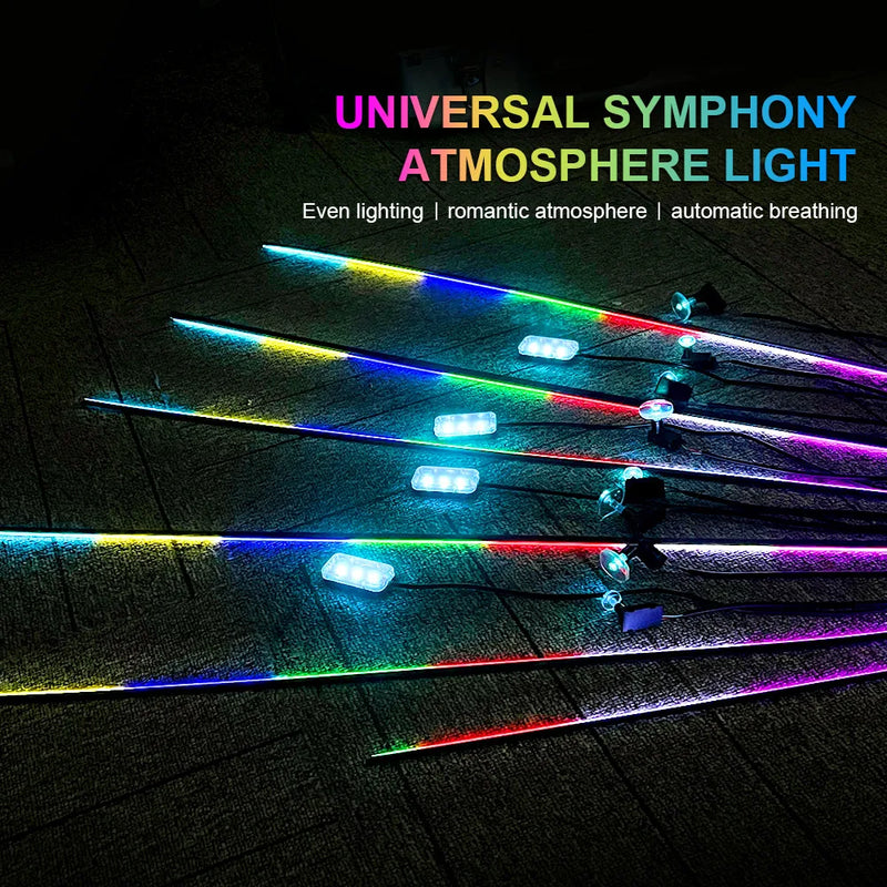 14 in 1 18 in 1 64 Color RGB Symphony Car Atmosphere Interior LED Acrylic Guide Fiber Optic Universal Decoration Ambient Lights