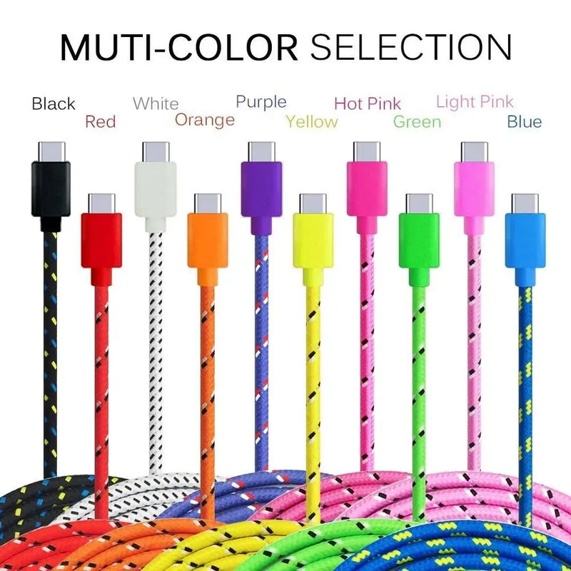 Fast Charging Type-C USB C Mobile Phone Cables 1M/2M/3M USB C Cable Fast Charge For Samsung S10 Plus Huawei Nylon Braided Cable