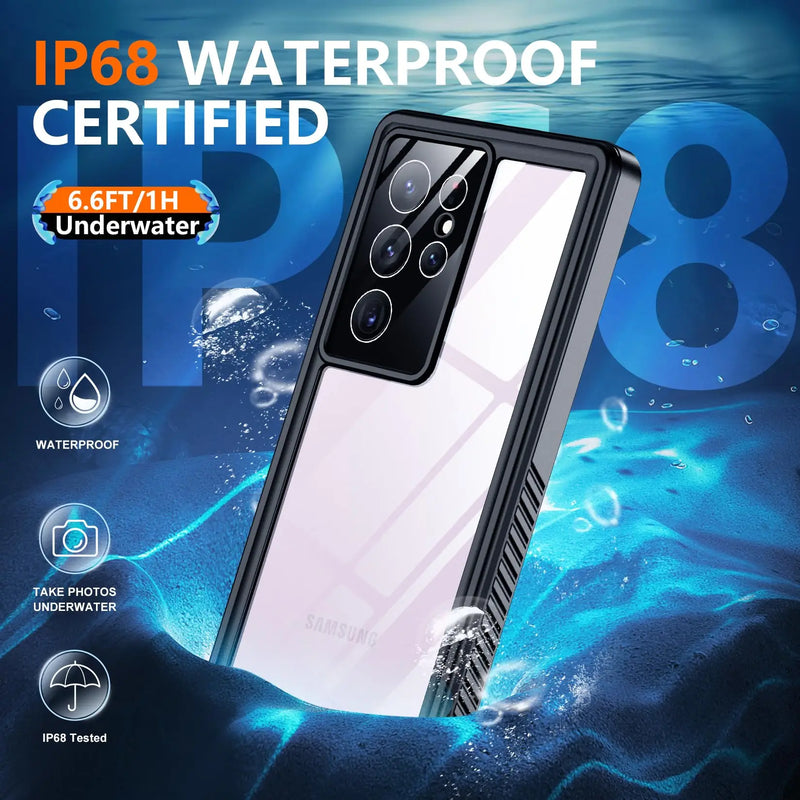 IP68 Shellbox Waterproof Case For Samsung Galaxy S24 S23 S22 S21 Ultra FE A54 A14 5G Metal Aluminum Swimming Phone Luxury Cover