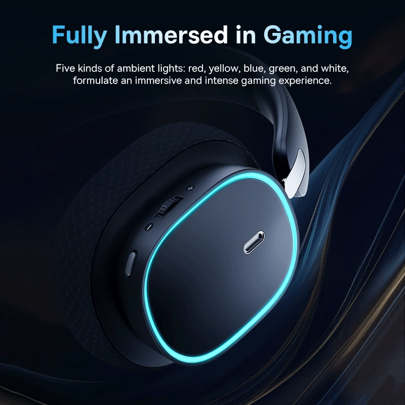 Baseus GH02 Gaming Wireless Headphone with Mic Over-Ear Headphones Bluetooth 5.3 40mm Driver 2.4G/Wireless/Cable RGB Headsets