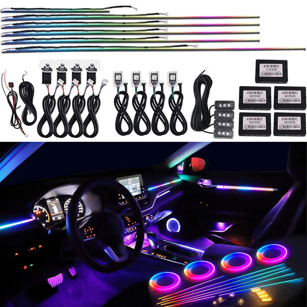18 in 1 22 in 1 Best Car LED Ambient Light Symphony Rainbow Interior RGB Neon Acrylic Strip Atmosphere Lighting With App Control