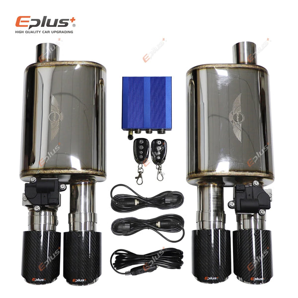 EPLUS 1 to 2pcs Car Silencer Stainless Exhaust System Electric Valve Control Exhaust Pipe Kit Adjustable Valve Angle Carbon Tip