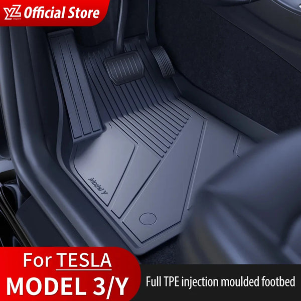 YZ For Tesla Floor Mats Model 3 Y 2021-2023 Car Four Seasons Waterproof Non-slip Floor Mat NEW  TPE Special Car Accessories