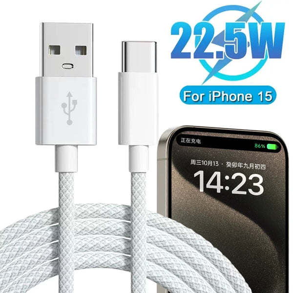 For iPhone 15/15 Pro/15 Pro Max/15 Plus Carplay Cable USB C Mobile Phone Fast Charging Cord Nylon Braided Cables For Xiaomi