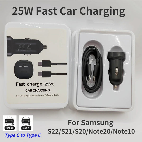 25W Car Charger Type C PD Car Adapter For Samsung S22/S21/S23 Note20/10 For Huawei Xiaomi Phone 25W Car Super Quick charger