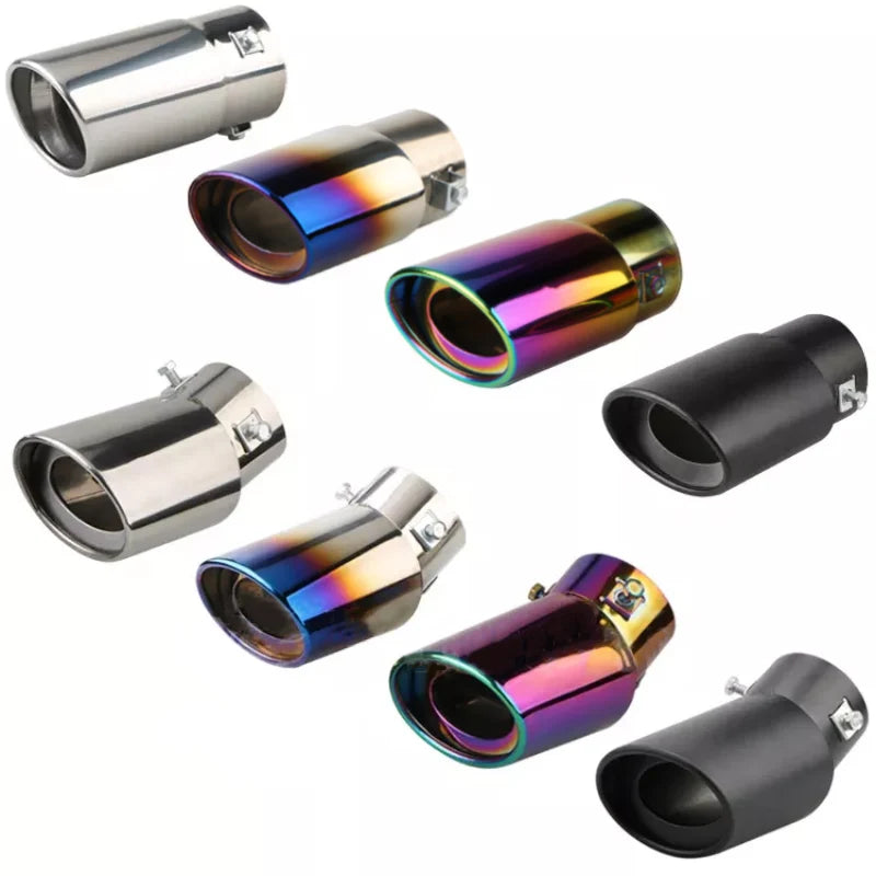 Car Exhaust Systems Muffler Silver black Burnt Blue Colorful Exhaust Muffler Tip Stainless Steel Pipe Silver Rear Tail Throat
