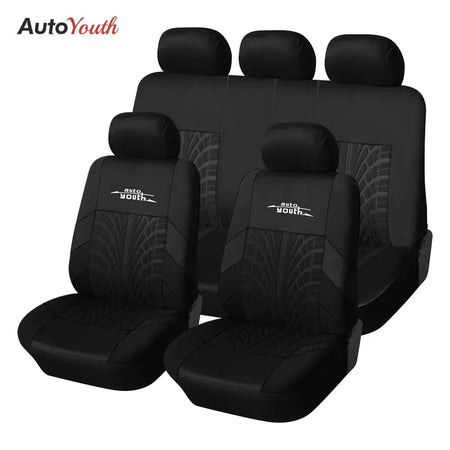 AUTOYOUTH Car Seat Covers Set Universal Fit Most Car covers with Tire Track Detail Styling Car Seat Protector Four Seasons