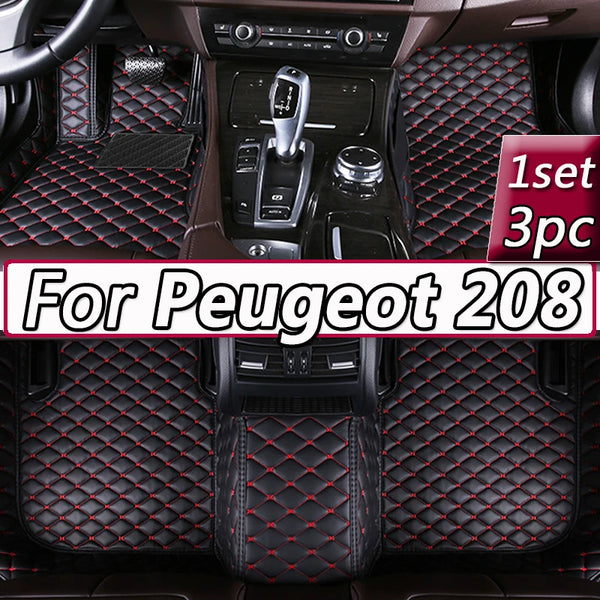 Car Floor Mats For Peugeot 208 A9 2012~2018 Carpets Luxury Leather Mat Durable Rugs Anti Dirty Pad Set Car Accessories 2013 2014