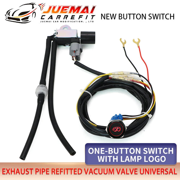 JUEMAI Car Exhaust Pipe System Universal Modification Vacuum Solenoid Valve Remote Control Switch with Light Button