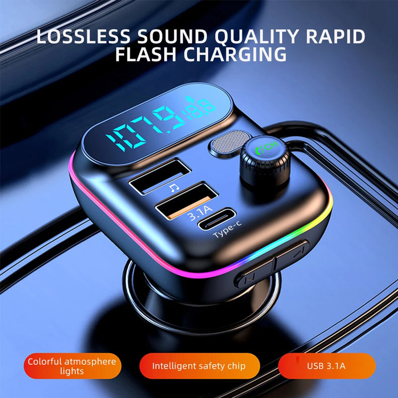Car Charger FM Transmitter Fast Charging PD QC3.0 USB C Car Phone Charger Type C Adapter in Car For iphone Samsung Huawei Xiaomi