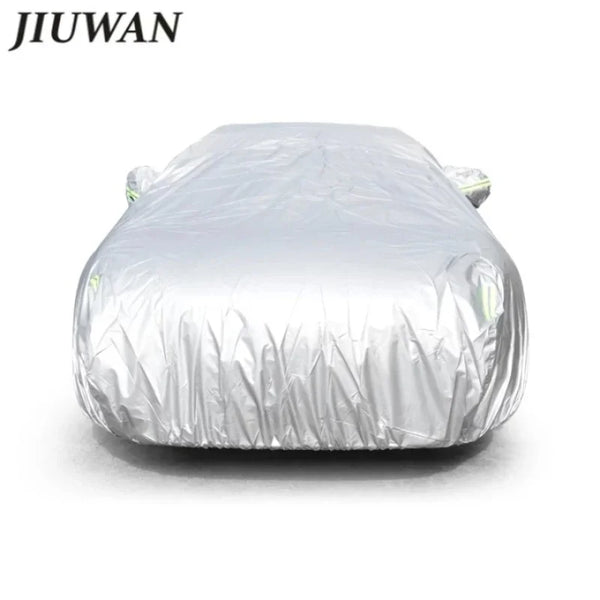 JIUWAN Universal SUV Car Covers Sun Dust UV Protection Outdoor Auto Full Covers Umbrella Silver Reflective Stripe for SUV Sedan