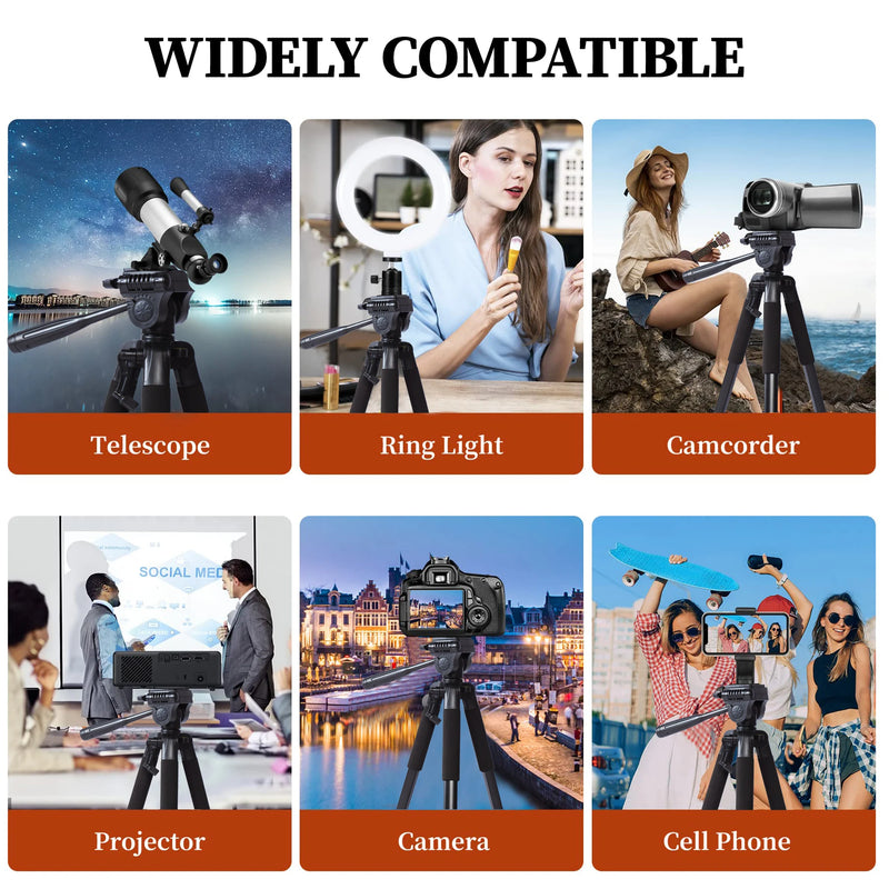 200cm 79 inch Height Heavy Duty Camera Tripod Portable Professional AluminumStand Tripod with Pan Head for DSLR Phone Ring Light