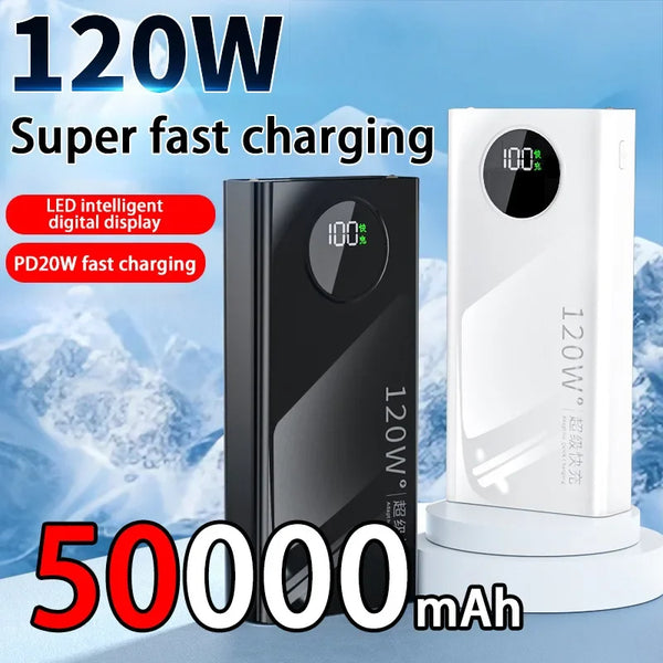 120W Power BankSuper Fast Charging 50000mah Ultralarge Capacity For Mobile Power External Battery For Iphone Xiaomi Samsung