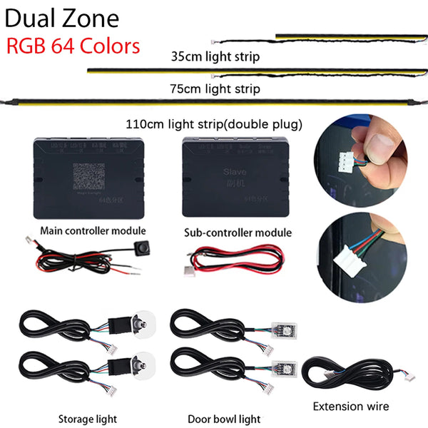 Dual Zone RGB LED Ambient Lights Accessories 4 wires