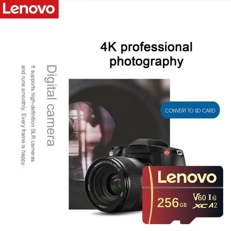 New Lneovo 2TB Memory Card 128GB 64GB 32GB 512GB Mini SD Card 1TB V60 U3 SD Card High Speed Flash Card For Phone Camera Drone