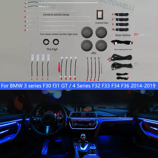 Ambient Light Decorative Atmosphere For Bmw 3 series F30 f31 3GT 4 Series 2014-2020 F32 F33 F34 F36 Through Central LED Strips
