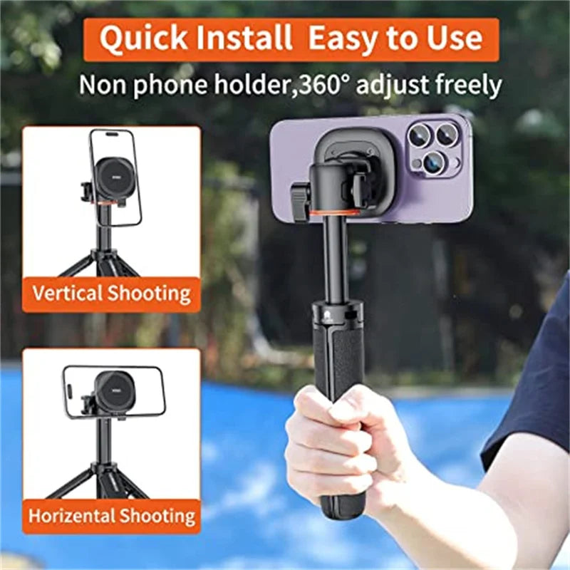Vrig Magnetic Extend Selfie Stick Tripod with 1/4" Magnet Tripod Mount Cell Phone Tripod Stand for MagSafe Iphone Android phone