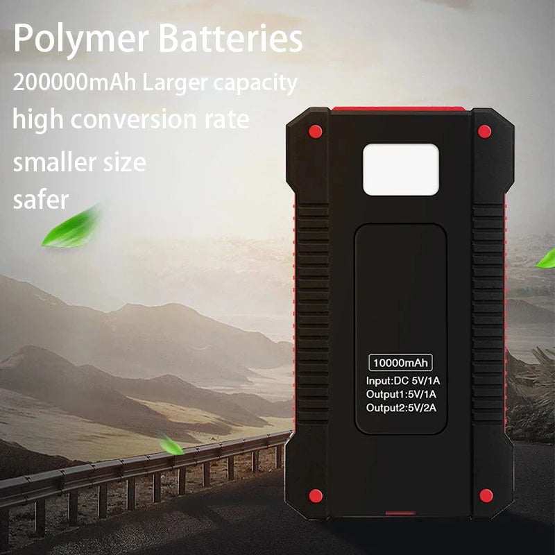 200000mAh Solar Power Bank Large Capacity Portable Outdoor Camping Backup Power Supply Sturdy Fast Charging Powerbank For Xiaomi