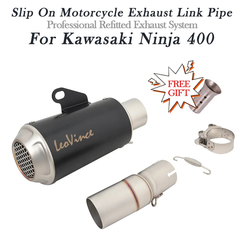 For KAWASAKI Ninja 400 Ninja400 Z400 Motorcycle Leo Vince Exhaust Modify Middle Link Pipe Escape Moto System DB Killer Muffler