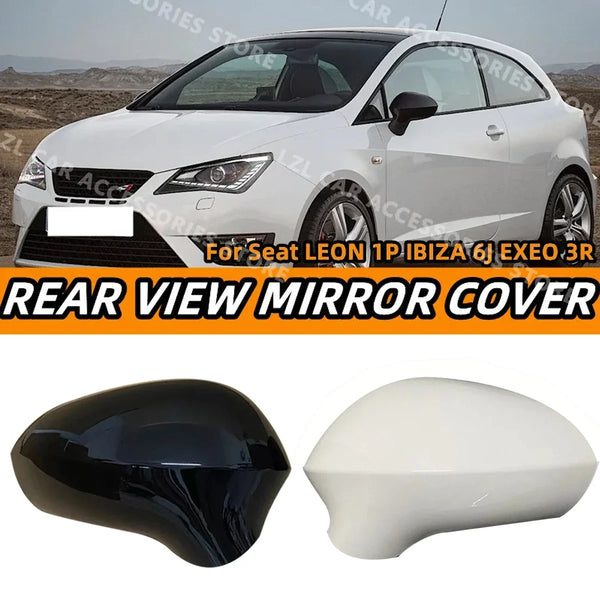 Pair Replacement Rearview Side Mirror Covers Cap For Seat Leon MK2 1P Ibiza MK4 6J Exeo 3R 2008-2017 Car Accessories Black/White