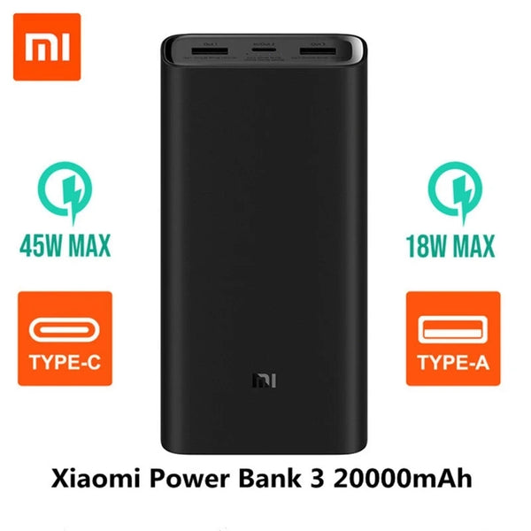 Xiaomi Power bank 3 20000mAh Pro PLM07ZM USB Type C 45W Fast Charging Portable Mi Powerbank 10000mAh External Battery Poverbank