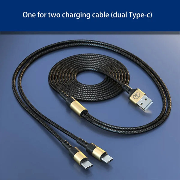 1.2/1.5/2M Dual Type C Data Cable Phone Fast Charging Cable Two in One Charging Cable for Mobile Phones/Tablets QXNF