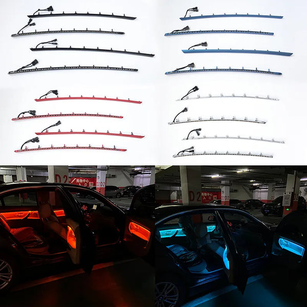4 Inner Doors Ambient Light LED Decorative Trims Lights With Blue And Orange Colors Atmosphere Lights For BMW 3 Series F30 12-18